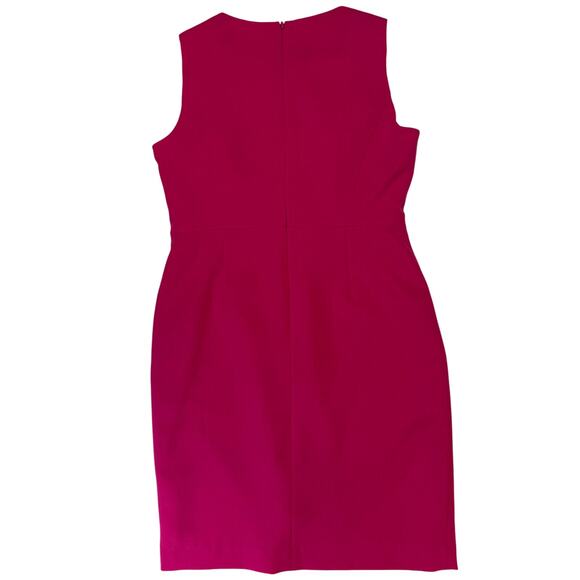 Kasper Hot Pink Sheath Dress 4P Sleeveless Petite Fit Button Front Slit - Picture 6 of 10